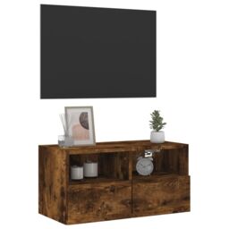 Berkfield Home TV Wall Cabinet Smoked Oak 60x30x30 cm Engineered Wood in Brown - Size: 60 x 30 x 30 cm - thumbnail 5