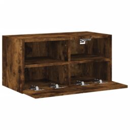 Berkfield Home TV Wall Cabinet Smoked Oak 60x30x30 cm Engineered Wood in Brown - Size: 60 x 30 x 30 cm - thumbnail 7