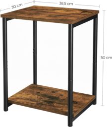VASAGLE Set of 2 Industrial Side Tables 2-Tier Steel Frame Sofa Bedside in Brown - thumbnail 3