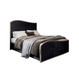 Casani Fulbeck Upholstered Soft Velvet Black Metal Designer Bed Frame - Size: Super King - thumbnail 3