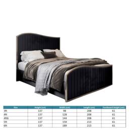 Casani Fulbeck Upholstered Soft Velvet Black Metal Designer Bed Frame - Size: Super King - thumbnail 8