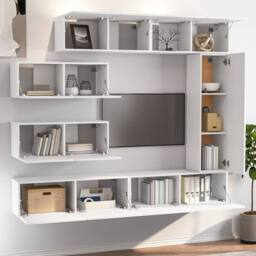 Berkfield Home 7 Piece TV Cabinet Set White Engineered Wood - thumbnail 3