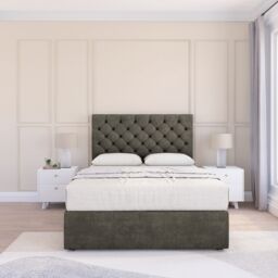 "Sloomy Mayfair Divan Bed Base 2 Drawers & 54"" Floor Standing Headboard in Light Grey - Size: King" - thumbnail 2
