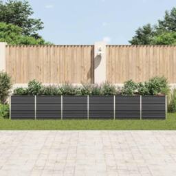 Berkfield Home Garden Raised Bed Galvanised Steel 480x80x77 cm Anthracite in Dark Grey - Size: 480 x 80 x 77 cm - thumbnail 1