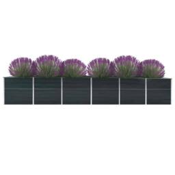 Berkfield Home Garden Raised Bed Galvanised Steel 480x80x77 cm Anthracite in Dark Grey - Size: 480 x 80 x 77 cm - thumbnail 3