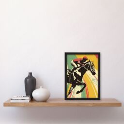 "Artery8 Jockey on Race Horse Artwork Bold Colourful Pop Framed Art Print - Size: W12"" x H16""" - thumbnail 4