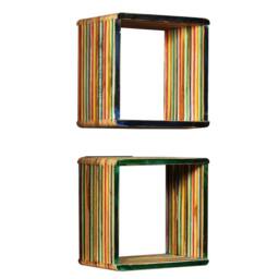 Berkfield Home Wall Shelf Set 3 Pieces Solid Reclaimed Teak Multicolour