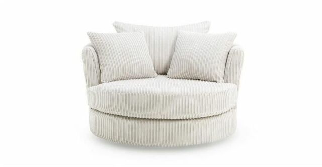LUXURY LIFE Collingdale Dylan Jumbo Cord Fabric Swivel Chair in Cream - image 1