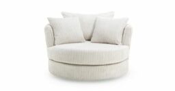 LUXURY LIFE Collingdale Dylan Jumbo Cord Fabric Swivel Chair in Cream - thumbnail 1