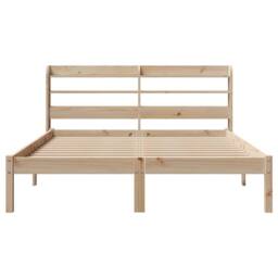 Berkfield Home Beautiful Bed Frame without Mattress 150x200 cm King Size Solid W in Light Brown - thumbnail 4