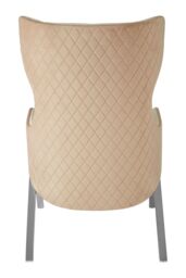 Orsina Luxe White Fabric Chair For Living Room, Wing-Back Accent Chair, Velvet Armchair With Quilted Beige Backrest - thumbnail 5