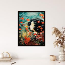 "Wee Blue Coo Wall Art Print Sleeping With Fishes Underwater Dream Living Room Framed - Size: W12"" x H16""" - thumbnail 4