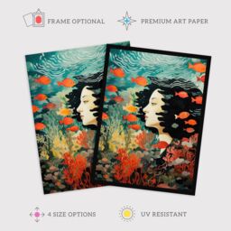 "Wee Blue Coo Wall Art Print Sleeping With Fishes Underwater Dream Living Room Framed - Size: W12"" x H16""" - thumbnail 2