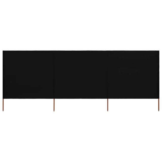 Berkfield Home 3-panel Wind Screen Fabric 400x120 cm Black - image 1