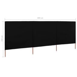 Berkfield Home 3-panel Wind Screen Fabric 400x120 cm Black - thumbnail 6