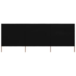 Berkfield Home 3-panel Wind Screen Fabric 400x120 cm Black - thumbnail 1