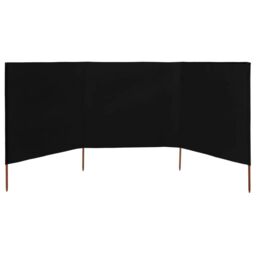 Berkfield Home 3-panel Wind Screen Fabric 400x120 cm Black - thumbnail 3
