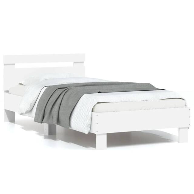 Berkfield Home Bed Frame without Mattress with Headboard White 90x190 cm Single - image 1