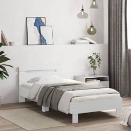 Berkfield Home Bed Frame without Mattress with Headboard White 90x190 cm Single - thumbnail 3