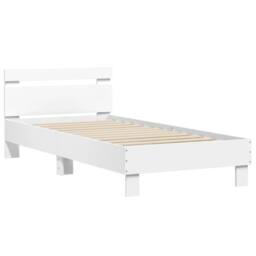Berkfield Home Bed Frame without Mattress with Headboard White 90x190 cm Single - thumbnail 2