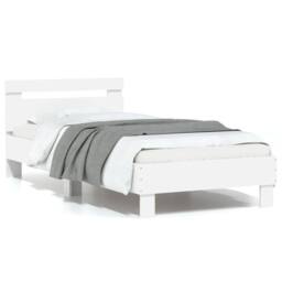 Berkfield Home Bed Frame without Mattress with Headboard White 90x190 cm Single - thumbnail 1