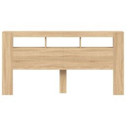 Berkfield Home LED Headboard Sonoma Oak 200 cm Engineered Wood in Brown - thumbnail 5