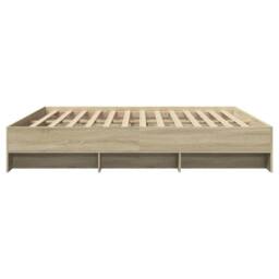 Berkfield Home Durable Bed Frame without Mattress Sonoma Oak 200x200 cm Engineer in Light Brown - thumbnail 6