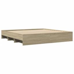 Berkfield Home Durable Bed Frame without Mattress Sonoma Oak 200x200 cm Engineer in Light Brown - thumbnail 4