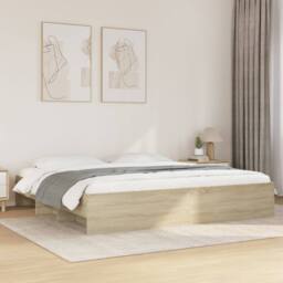 Berkfield Home Durable Bed Frame without Mattress Sonoma Oak 200x200 cm Engineer in Light Brown - thumbnail 2