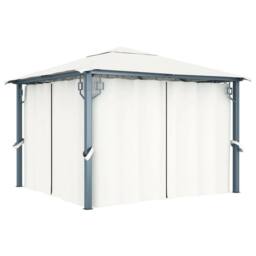 Berkfield Home Gazebo with Curtain 300x300 cm Cream Aluminium - thumbnail 2
