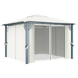 Berkfield Home Gazebo with Curtain 300x300 cm Cream Aluminium
