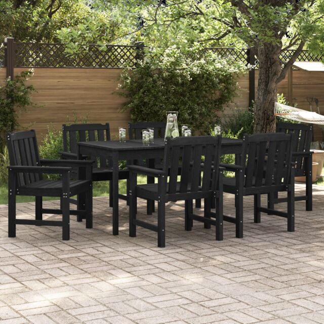 Berkfield Home Garden Dining Chairs 6 pcs Black 65, 5x55, 5x88 cm HDPE - image 1