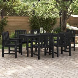Berkfield Home Garden Dining Chairs 6 pcs Black 65, 5x55, 5x88 cm HDPE - thumbnail 1