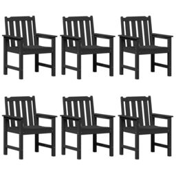 Berkfield Home Garden Dining Chairs 6 pcs Black 65, 5x55, 5x88 cm HDPE - thumbnail 2