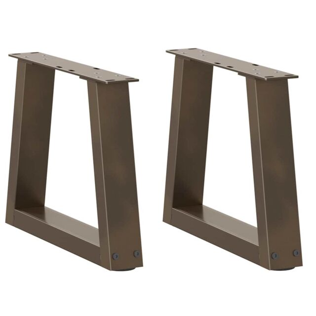 Berkfield Home Dining Table Legs V-Shape 2 pcs Natural Steel 40x(30-31.3) cm Steel in Brown - image 1