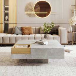 STILVORA Coffee Table with Removable Storage Box 72cm Concrete Grey - thumbnail 6