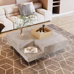 STILVORA Coffee Table with Removable Storage Box 72cm Concrete Grey - thumbnail 2