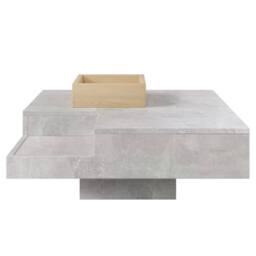 STILVORA Coffee Table with Removable Storage Box 72cm Concrete Grey - thumbnail 4
