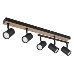 Netlighting Robby Ceiling Spotlight Bar Matt Black Wood Effect 5x GU10 - thumbnail 2