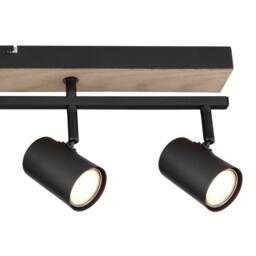 Netlighting Robby Ceiling Spotlight Bar Matt Black Wood Effect 5x GU10 - thumbnail 5