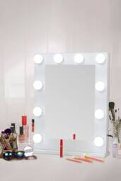 Living and Home Vanity Mirror with Lights, 3 Lighting Modes, Touch Screen Contro, Cosmetic Mirror For Bedroom in White - thumbnail 2