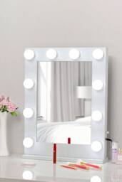 Living and Home Vanity Mirror with Lights, 3 Lighting Modes, Touch Screen Contro, Cosmetic Mirror For Bedroom in White - thumbnail 1