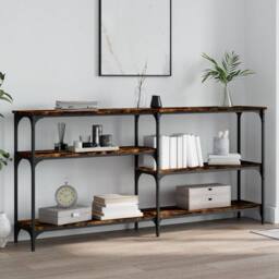 Berkfield Home Console Table Smoked Oak 160x29x75 cm Engineered Wood in Brown - Size: 160 x 29 x 75 cm - thumbnail 2