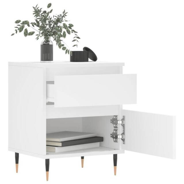 Berkfield Home Modern Bedside Cabinet White 40x35x50 cm Engineered Wood - Size: 40 x 35 x 50 cm - image 1