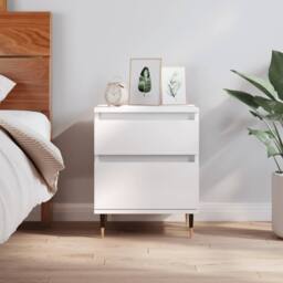 Berkfield Home Modern Bedside Cabinet White 40x35x50 cm Engineered Wood - Size: 40 x 35 x 50 cm - thumbnail 2