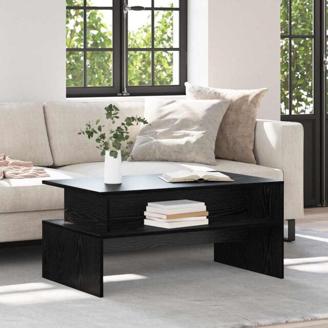 Berkfield Home Coffee Table Black oak 90 x 55 x 42.5 cm Engineered wood - image 1