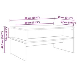 Berkfield Home Coffee Table Black oak 90 x 55 x 42.5 cm Engineered wood - thumbnail 9