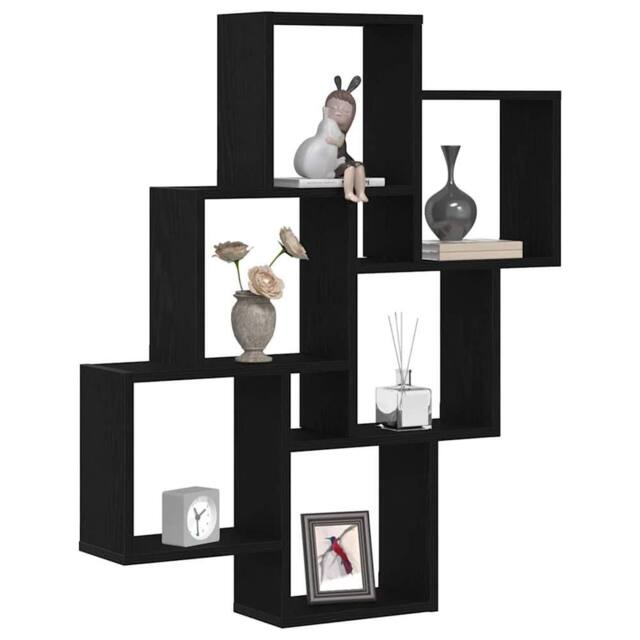 Berkfield Home Modern Black Oak Wall Cabinet - 78x15x92 cm - Made from Engineere - Size: 78 x 15 x 92 cm - image 1