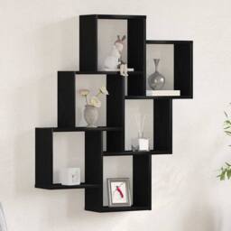 Berkfield Home Modern Black Oak Wall Cabinet - 78x15x92 cm - Made from Engineere - Size: 78 x 15 x 92 cm - thumbnail 2