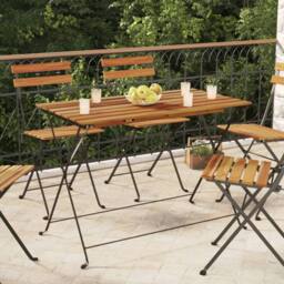 Berkfield Home Beautiful Folding Bistro Table 100x54x71 cm Solid Wood Acacia and in Brown - Size: 100 x 54 x 71 cm - thumbnail 2